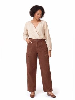 Broadway 38 Wide Leg Cargo Pants in Chestnut Brown